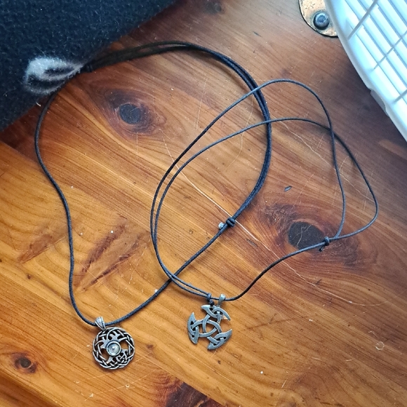 Jewelry - Black Cord Necklaces with Silver Pendants